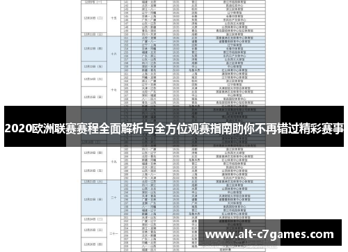 2020欧洲联赛赛程全面解析与全方位观赛指南助你不再错过精彩赛事