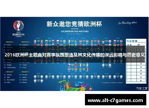 2016欧洲杯主题曲对赛事氛围塑造及其文化传播的深远影响与历史意义